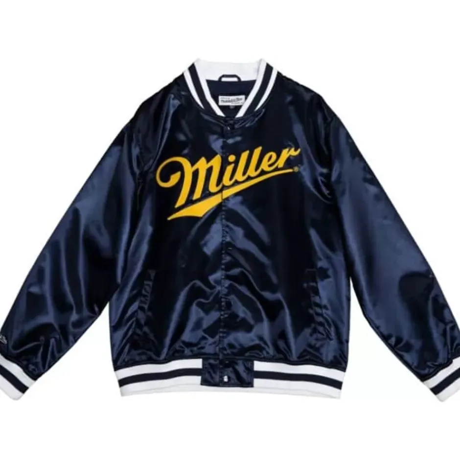 Men Mitchell & Ness Jackets & Outerwear-M&N X Miller Satin Jacket Collab