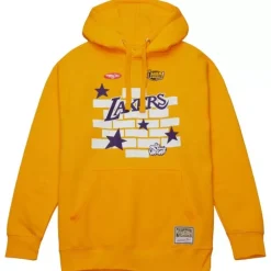 Men Mitchell & Ness Hoodies & Sweatshirts-M&N X Tats Cru Brick Hoodie Los Angeles Lakers