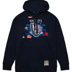 Men Mitchell & Ness Hoodies & Sweatshirts-M&N X Tats Cru Brick Hoodie New Jersey Nets