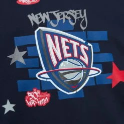 Men Mitchell & Ness Hoodies & Sweatshirts-M&N X Tats Cru Brick Hoodie New Jersey Nets