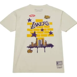 Men Mitchell & Ness T-Shirts & Tops-M&N X Tats Cru City Tee Los Angeles Lakers