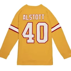 Men Mitchell & Ness T-Shirts & Tops-Name & Number Long Sleeve Tee Tampa Bay Buccaneers 2002 Mike Alstott