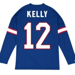 Men Mitchell & Ness T-Shirts & Tops-Name & Number Longsleeve Buffalo Bills Jim Kelly