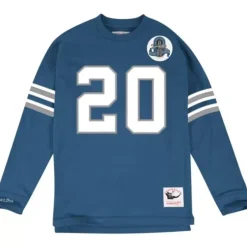 Men Mitchell & Ness T-Shirts & Tops-Name & Number Longsleeve Detroit Lions 1993 Barry Sanders