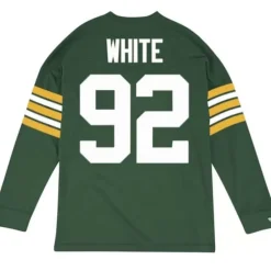 Men Mitchell & Ness T-Shirts & Tops-Name & Number Longsleeve Green Bay Packers Reggie White