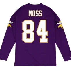 Men Mitchell & Ness T-Shirts & Tops-Name & Number Longsleeve Minnesota Vikings Randy Moss