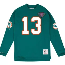 Men Mitchell & Ness T-Shirts & Tops-Name & Number Longsleeve Miami Dolphins Dan Marino