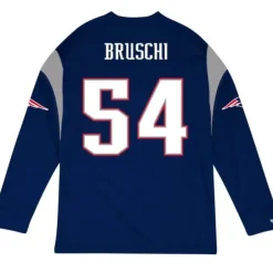 Men Mitchell & Ness T-Shirts & Tops-Name & Number Longsleeve New England Patriots Tedy Bruschi