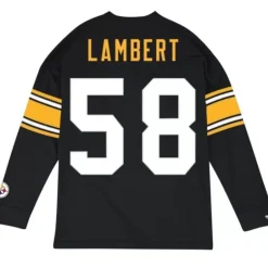 Men Mitchell & Ness T-Shirts & Tops-Name & Number Longsleeve Pittsburgh Steelers Jack Lambert