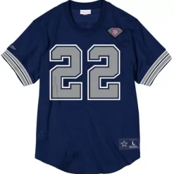 Men Mitchell & Ness T-Shirts & Tops-Name & Number Mesh Crewneck Dallas Cowboys Emmitt Smith