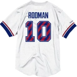 Men Mitchell & Ness T-Shirts & Tops-Name & Number Mesh Crewneck Detroit Pistons Dennis Rodman