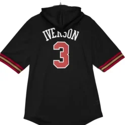 Men Mitchell & Ness T-Shirts & Tops-Name & Number Mesh Ss Hoodie Philadelphia 76Ers 2001 Allen Iverson