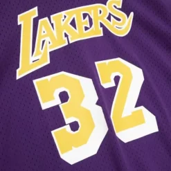 Men Mitchell & Ness T-Shirts & Tops-Name & Number Mesh Ss Hoodie Los Angeles Lakers 1985 Magic Johnson