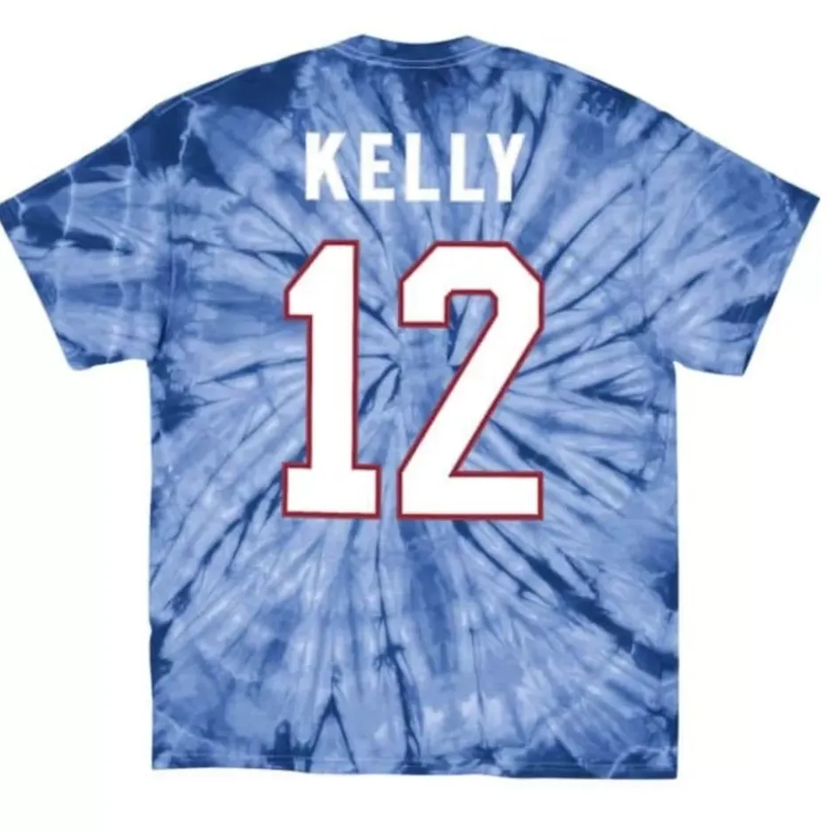 Men Mitchell & Ness T-Shirts & Tops-Name & Number Spider Tee Buffalo Bills 1990 Jim Kelly