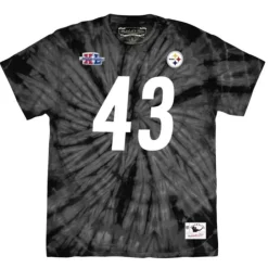 Men Mitchell & Ness T-Shirts & Tops-Name & Number Spider Tee Pittsburgh Steelers 2005 Troy Polamalu