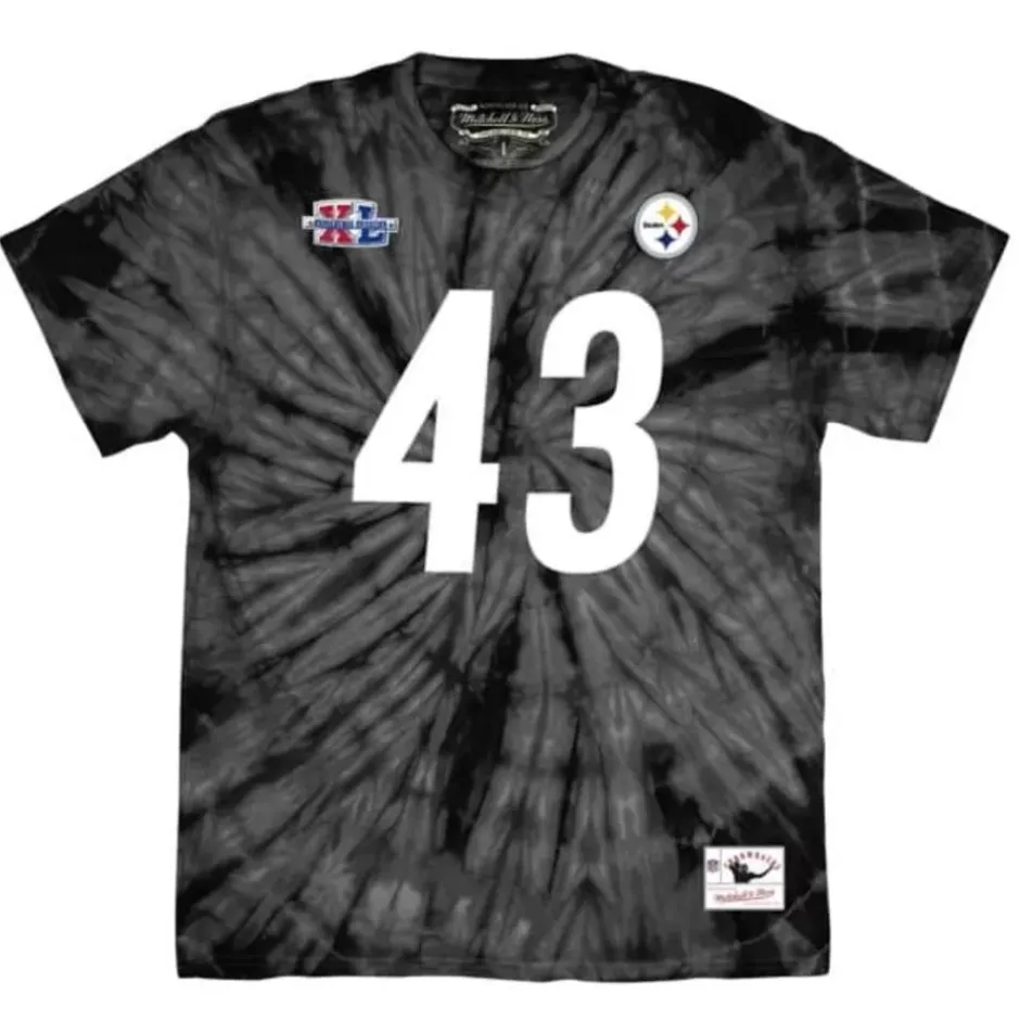 Men Mitchell & Ness T-Shirts & Tops-Name & Number Spider Tee Pittsburgh Steelers 2005 Troy Polamalu