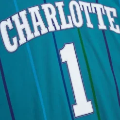 Men Mitchell & Ness T-Shirts & Tops-Name & Number Tee Charlotte Hornets 1993-94 Muggsy Bogues