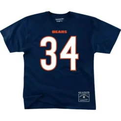 Men Mitchell & Ness T-Shirts & Tops-Name & Number Tee Chicago Bears Walter Payton
