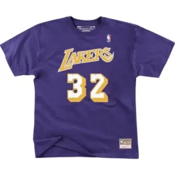 Men Mitchell & Ness T-Shirts & Tops-Name & Number Tee Los Angeles Lakers 1984 Magic Johnson