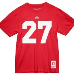 Men Mitchell & Ness T-Shirts & Tops-Name & Number Tee Ohio State 1985 Eddie George