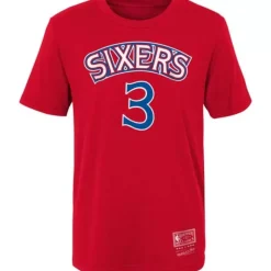 Youth Mitchell & Ness Big Kids-Name & Number Tee Philadelphia 76Ers Allen Iverson