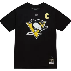 Men Mitchell & Ness T-Shirts & Tops-Name & Number Tee Pittsburgh Penguins Mario Lemieux