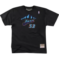 Men Mitchell & Ness T-Shirts & Tops-Name & Number Tee Utah Jazz Karl Malone