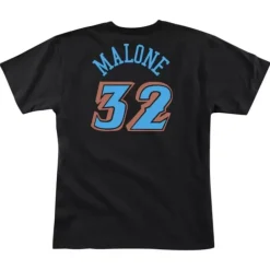 Men Mitchell & Ness T-Shirts & Tops-Name & Number Tee Utah Jazz Karl Malone