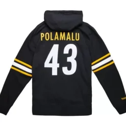 Men Mitchell & Ness Hoodies & Sweatshirts-Name And Number Fleece Hoodie Pittsburgh Steelers 2006 Troy Polamalu