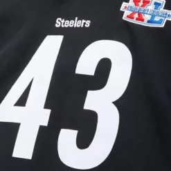 Men Mitchell & Ness Hoodies & Sweatshirts-Name And Number Fleece Hoodie Pittsburgh Steelers 2006 Troy Polamalu