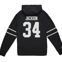 Men Mitchell & Ness Hoodies & Sweatshirts-Name And Number Fleece Hoodie Los Angeles Raiders 1988 Bo Jackson