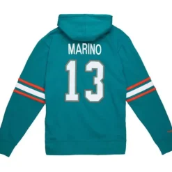 Men Mitchell & Ness Hoodies & Sweatshirts-Name And Number Fleece Hoodie Miami Dolphins 1990 Dan Marino