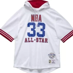 Men Mitchell & Ness T-Shirts & Tops-Name And Number Mesh Hoody All Star East 1985-86 Larry Bird