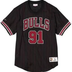 Men Mitchell & Ness T-Shirts & Tops-Name And Number Mesh Top Chicago Bulls 1996-97 Dennis Rodman