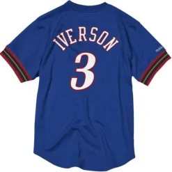 Men Mitchell & Ness T-Shirts & Tops-Name And Number Mesh Top Philadelphia 76Ers 2001-02 Allen Iverson