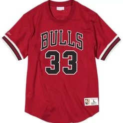 Men Mitchell & Ness T-Shirts & Tops-Name And Number Mesh Top Chicago Bulls Scottie Pippen