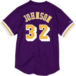 Men Mitchell & Ness T-Shirts & Tops-Name And Number Mesh Top Los Angeles Lakers Magic Johnson