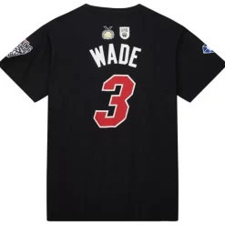 Men Mitchell & Ness T-Shirts & Tops-Nba Hof N&N Premium Tee Miami Heat Dwyane Wade
