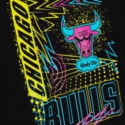 Men Mitchell & Ness T-Shirts & Tops-Neon Tee Chicago Bulls
