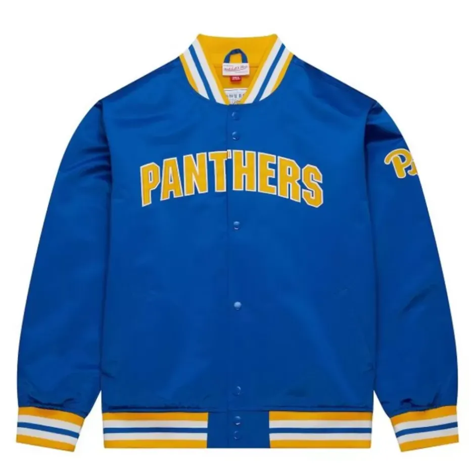 Men Mitchell & Ness Jackets & Outerwear-Onfield Lightweight Satin Jacket University Of Pittsburgh