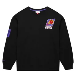 Men Mitchell & Ness Hoodies & Sweatshirts-Oversized Logo Fleece Crew Phoenix Suns