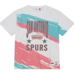 Men Mitchell & Ness T-Shirts & Tops-Paintbrush Sublimated Ss Tee San Antonio Spurs