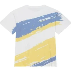 Men Mitchell & Ness T-Shirts & Tops-Paintbrush Sublimated Ss Tee Golden State Warriors