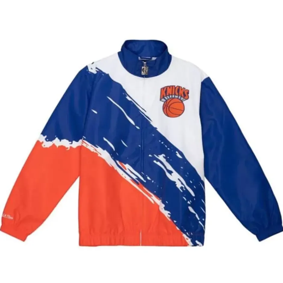 Men Mitchell & Ness Jackets & Outerwear-Paintbrush Windbreaker New York Knicks