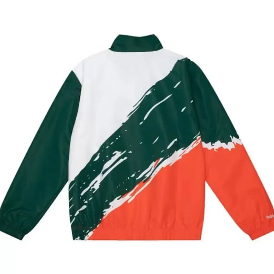 Men Mitchell & Ness Jackets & Outerwear-Paintbrush Windbreaker University Of Miami