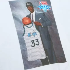 Men Mitchell & Ness T-Shirts & Tops-Photo Real Draft Day Tee Orlando Magic Shaquille O'Neal