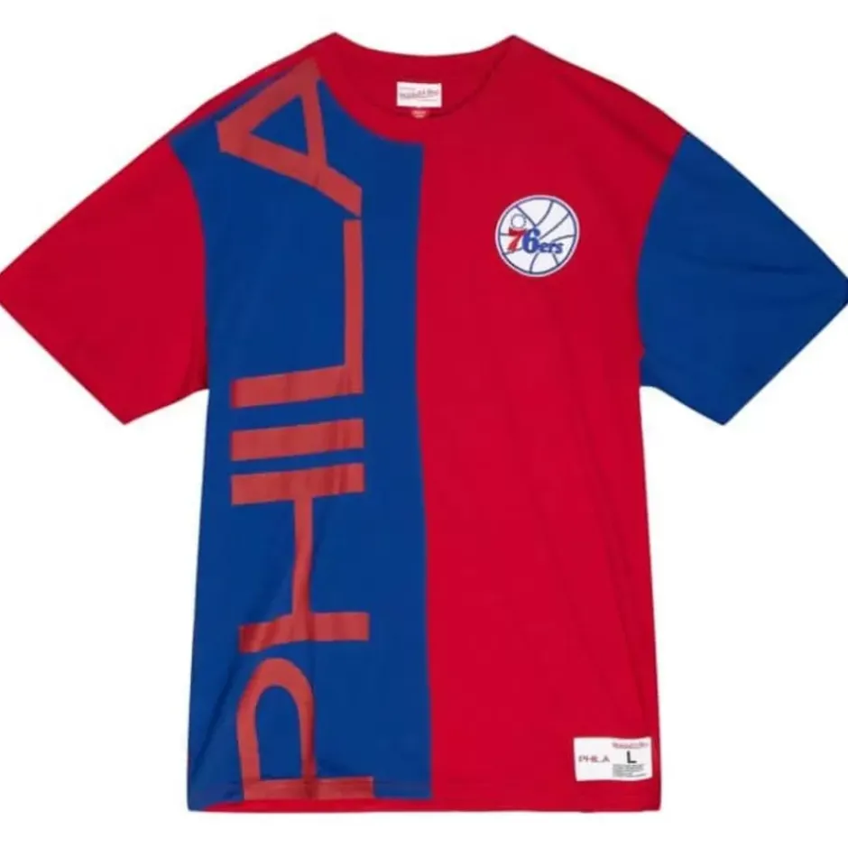 Men Mitchell & Ness T-Shirts & Tops-Play By Play 2.0 S/S Tee Philadelphia 76Ers