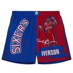 Men Mitchell & Ness Shorts-Player Burst Mesh Shorts Philadelphia 76Ers Allen Iverson