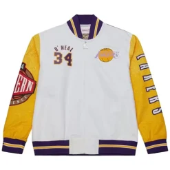 Men Mitchell & Ness Jackets & Outerwear-Player Burst Warm Up Jacket Los Angeles Lakers Shaquille O'Neal