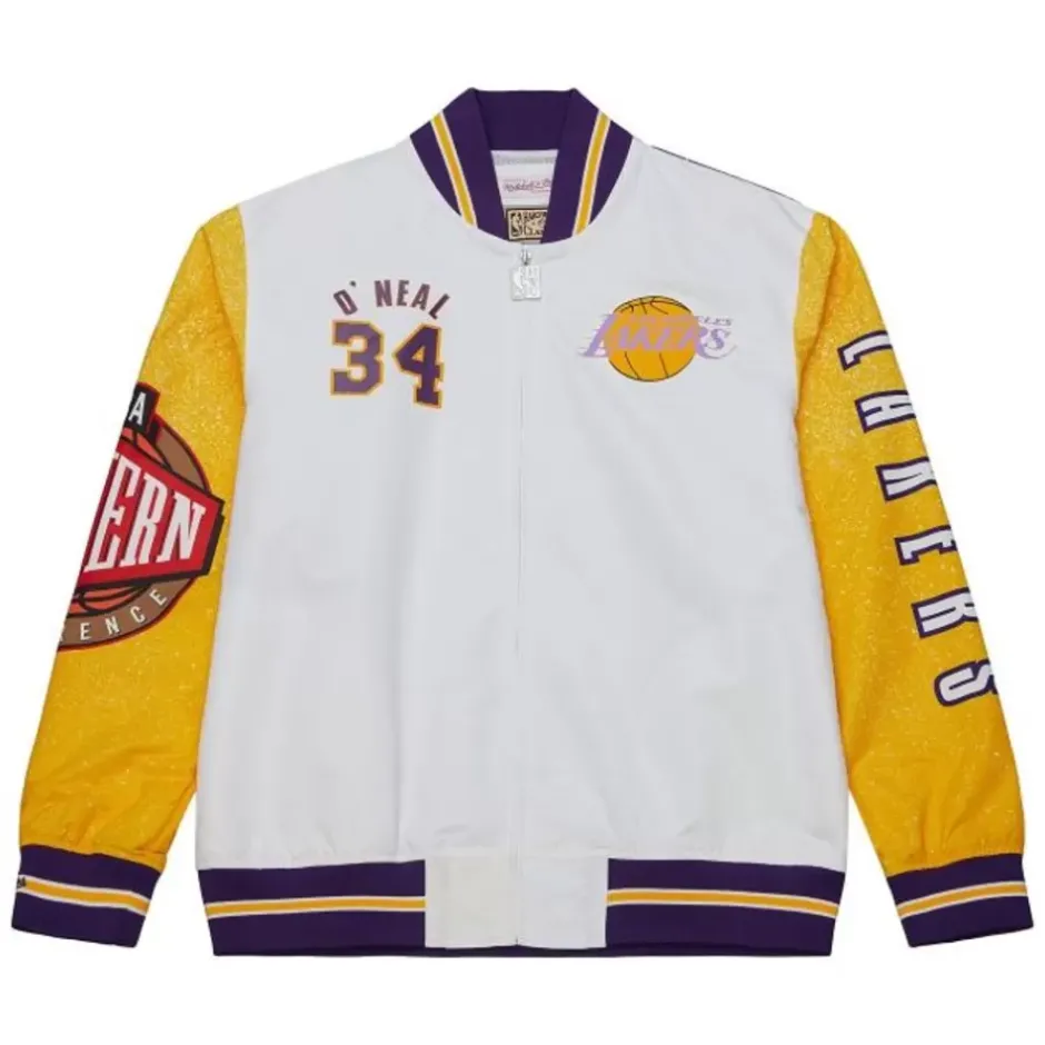 Men Mitchell & Ness Jackets & Outerwear-Player Burst Warm Up Jacket Los Angeles Lakers Shaquille O'Neal